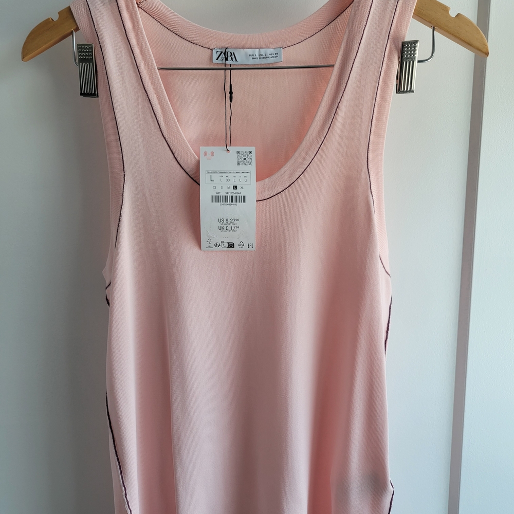 Zara Pink Fitted Tank Top